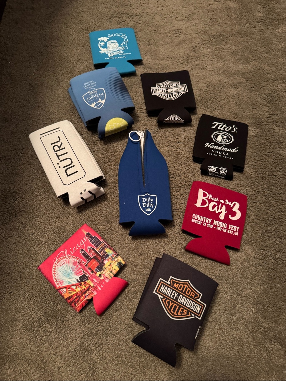 Blue Bottle Koozie with Zipper
